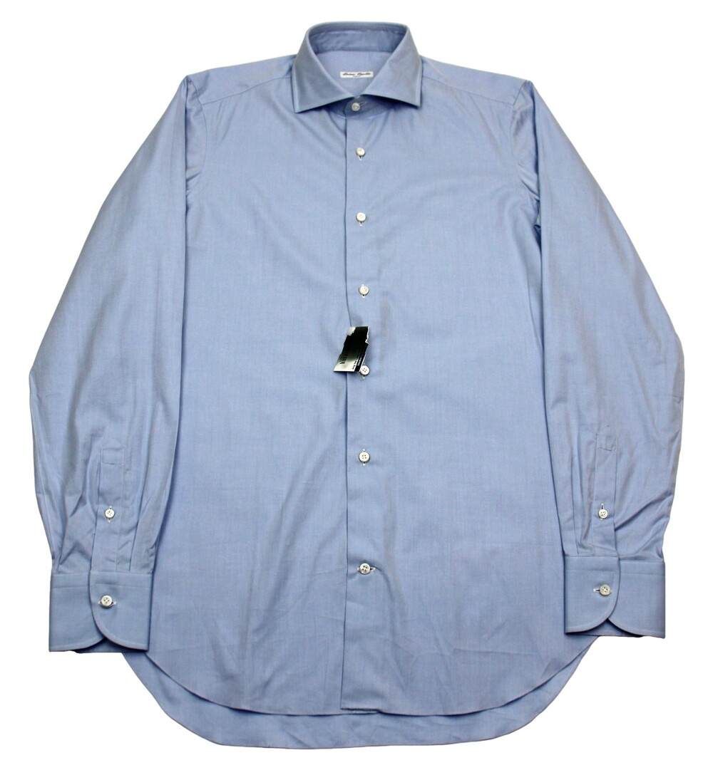 Gaetano Ippolito Napoli Shirt Mens 15.75 40 Light Blue Dress Cotton Long Sleeve